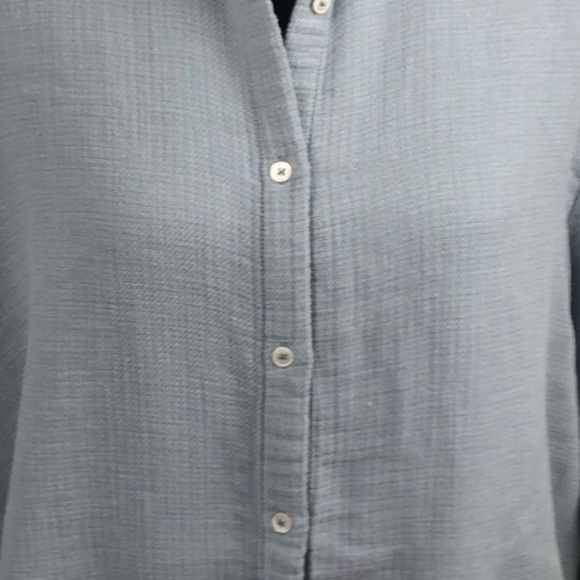Masscob Blue Textured Cotton Blend Button Down Shirt Raw Hem Sz L - Picture 2 of 15